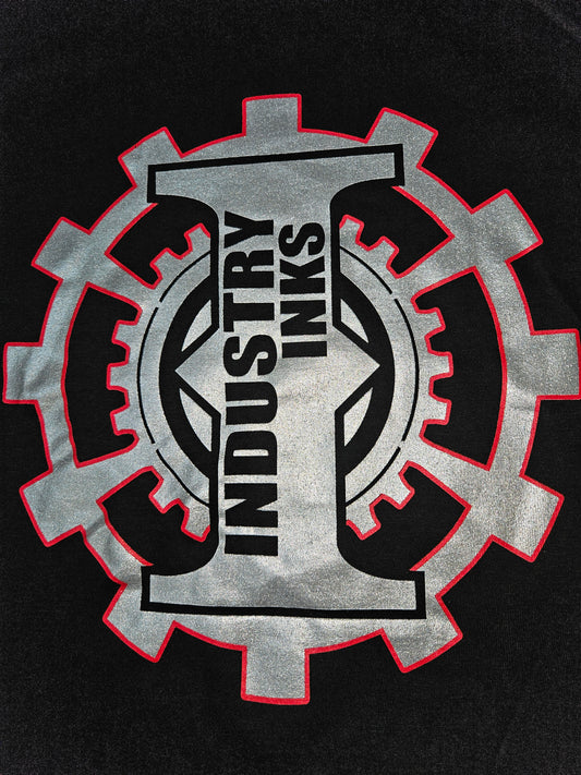 T-Shirt - Black with Silver & Red Industry Inks Logo